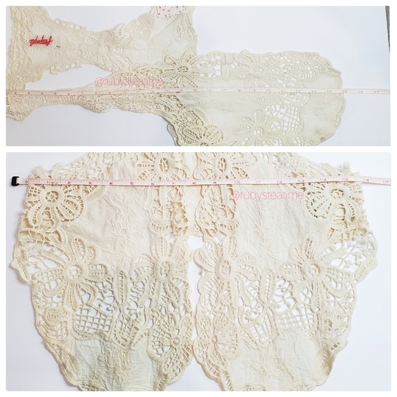 FREE PEOPLE Boho Ivory Crochet Lace Long Vest, Gypsy, Vintage Look, New with Tag - Picture 3 of 7